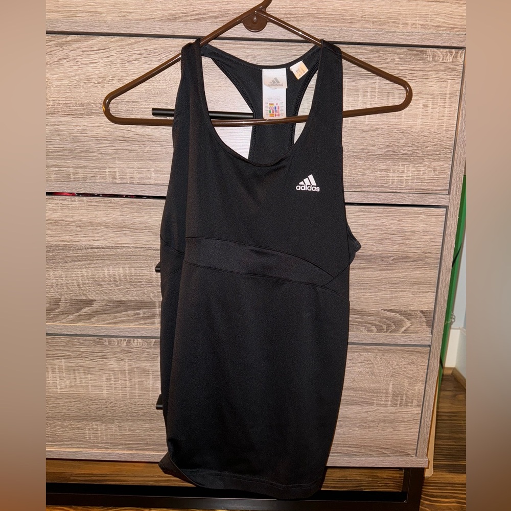 Black adidas tank top with built in sports bra